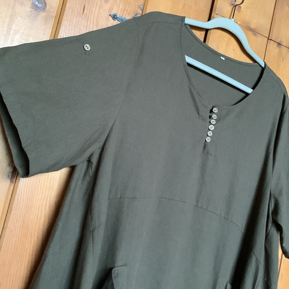 Olive Oversized Shift Dress - Picture 2 of 7